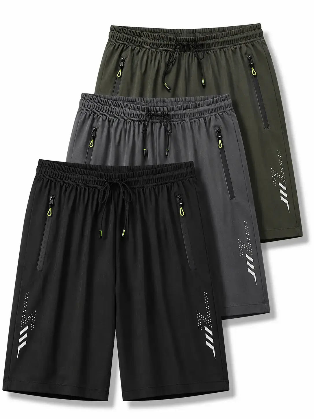 FlexDry men’s shorts in black and dark green with elasticated waist