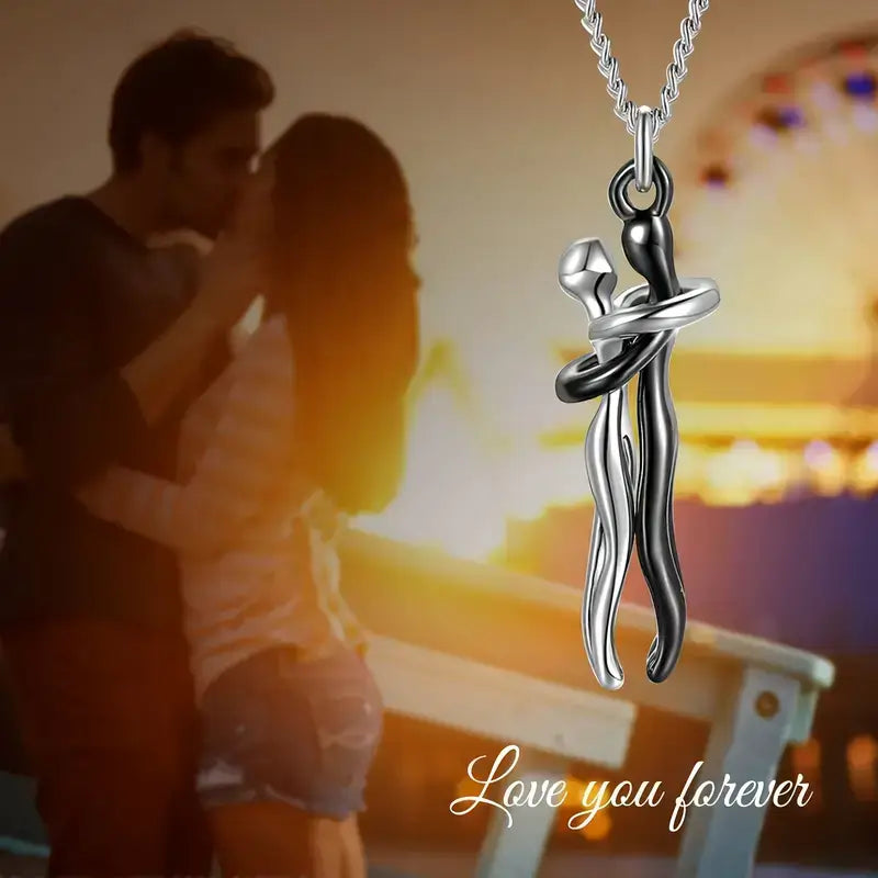 Eternal Embrace Couple Necklace, Eternal Embrace Necklace, Embrace Chain, Lovers Necklace, Soulmate Necklace, Couple Chain, Infinite Love Chain