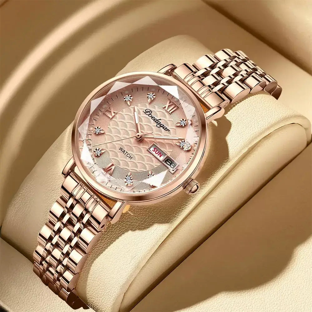 Luma Damenuhr, Elegante Damenuhr, Roségold Damenuhr, Quarzuhr Damen, Wasserdichte Damenuhr, Edelstahl Damenuhr, Luxus Damenuhr, Damenarmbanduhr, Zeitlose Damenuhr, Hochwertige Damenuhr, Moderne Damenuhr, Geschenk für Frau, Geschenk für Freundin, Stilvolle Damenuhr, Premium Damenuhr.