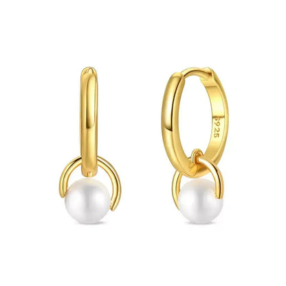 sterling silver hoop earrings, pearl hoop earrings, silver pearl earrings, geometric hoop earrings, gold and pearl earrings, sterling silver earrings for women, sterling silver pearl hoop earrings, pearl hoop earrings for women, hypoallergenic silver earrings, luxury pearl earrings, geometric pearl earrings