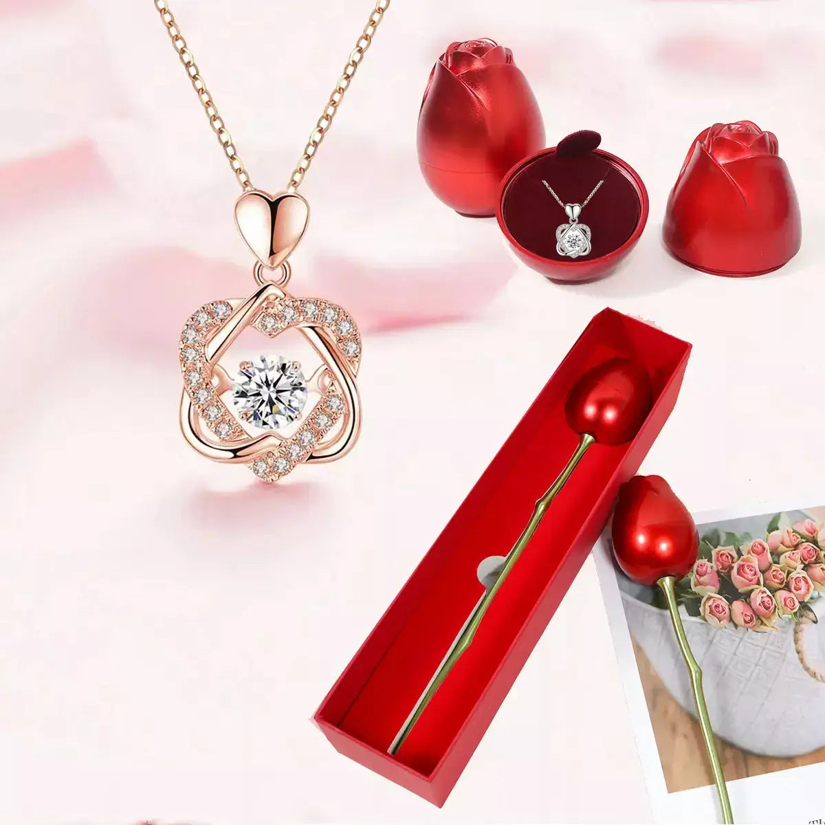 Intertwined Hearts Necklace + FREE Exclusive Rose Gift Box,
Heart Pendant Necklace,
Meaningful Gift Jewellery,
Elegant Women’s Necklace,
Gift for Her,
Romantic Necklace,
Premium Gift Necklace,
Necklace with Gift Box,
Special Occasion Jewellery,
Love Symbol Necklace
