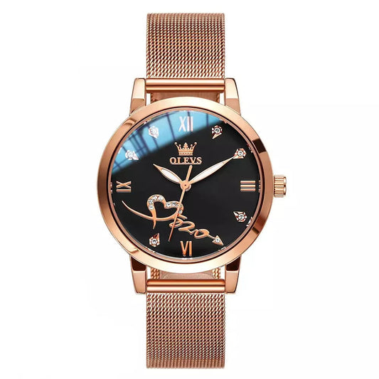 Luvion Women’s Watch, rose gold women’s watch, elegant ladies watch, waterproof quartz watch, luxury women’s wristwatch, stainless steel mesh watch, luminous ladies watch, fashion rose gold watch, gift watch for her, classy women’s watch, stylish wristwatch for women, premium ladies timepiece, minimalist women’s watch, modern rose gold watch, women’s quartz wristwatch, elegant gift for girlfriend