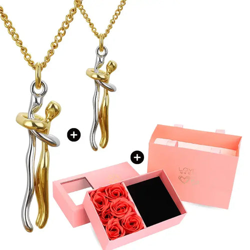 Ewige Umarmung Halskette – Kaufe 1, erhalte 1 GRATIS + Geschenkbox, Ewige Umarmung Halskette, Paar Halskette Geschenk, Liebespaar Schmuck, Partner Kette, Freund Freundin Geschenk, Romantisches Geschenk Halskette, Verlobung Geschenk Schmuck, Paar Schmuckset, Liebe Symbol Halskette, Geschenk für Sie und Ihn, Freundschafts- oder Liebesgeschenk, Unisex Halskette Paar, Hochwertige Titan Halskette
