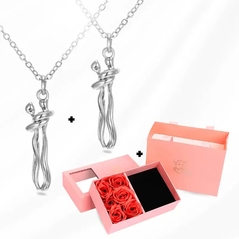Ewige Umarmung Halskette – Kaufe 1, erhalte 1 GRATIS + Geschenkbox, Ewige Umarmung Halskette, Paar Halskette Geschenk, Liebespaar Schmuck, Partner Kette, Freund Freundin Geschenk, Romantisches Geschenk Halskette, Verlobung Geschenk Schmuck, Paar Schmuckset, Liebe Symbol Halskette, Geschenk für Sie und Ihn, Freundschafts- oder Liebesgeschenk, Unisex Halskette Paar, Hochwertige Titan Halskette