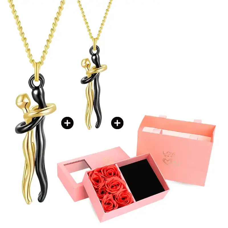 Ewige Umarmung Halskette – Kaufe 1, erhalte 1 GRATIS + Geschenkbox, Ewige Umarmung Halskette, Paar Halskette Geschenk, Liebespaar Schmuck, Partner Kette, Freund Freundin Geschenk, Romantisches Geschenk Halskette, Verlobung Geschenk Schmuck, Paar Schmuckset, Liebe Symbol Halskette, Geschenk für Sie und Ihn, Freundschafts- oder Liebesgeschenk, Unisex Halskette Paar, Hochwertige Titan Halskette