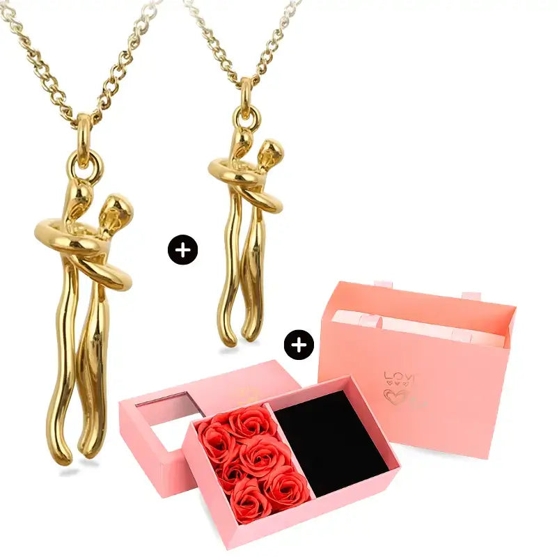 Ewige Umarmung Halskette – Kaufe 1, erhalte 1 GRATIS + Geschenkbox, Ewige Umarmung Halskette, Paar Halskette Geschenk, Liebespaar Schmuck, Partner Kette, Freund Freundin Geschenk, Romantisches Geschenk Halskette, Verlobung Geschenk Schmuck, Paar Schmuckset, Liebe Symbol Halskette, Geschenk für Sie und Ihn, Freundschafts- oder Liebesgeschenk, Unisex Halskette Paar, Hochwertige Titan Halskette