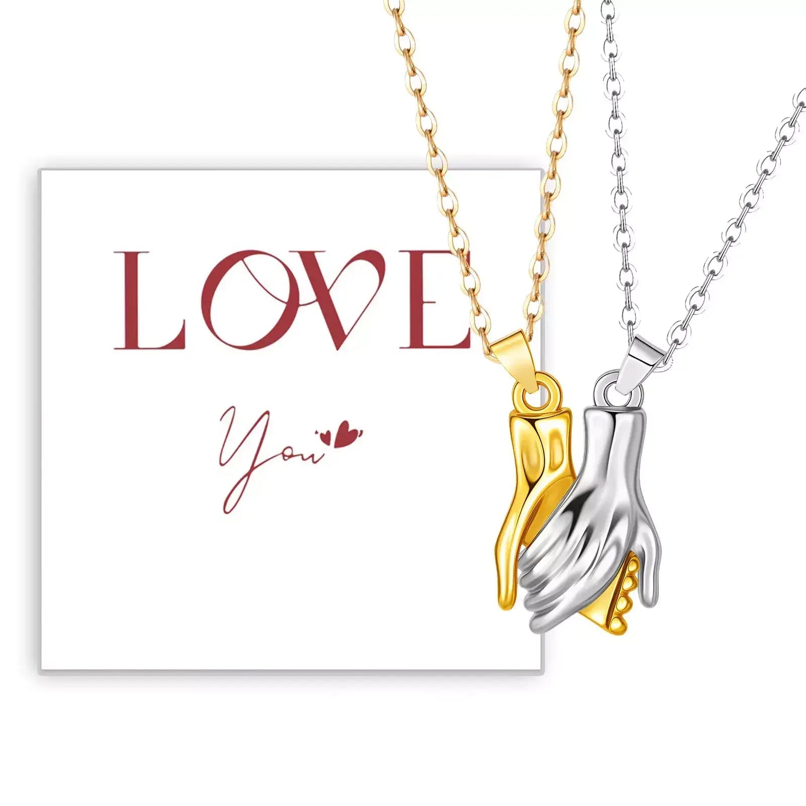 magnetic couple necklace, magnetic hands couple necklace, couple magnetic necklace, magnetic necklace for couples, couples necklace gift, valentines day gift for couples, romantic necklace for couples, anniversary gift for couples, matching necklaces for couples, couple necklace set, unique couple gift, meaningful gift for couples