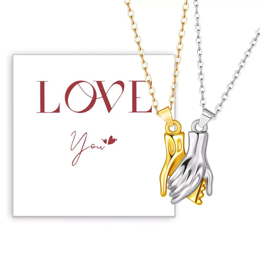 magnetic couple necklace, magnetic hands couple necklace, couple magnetic necklace, magnetic necklace for couples, couples necklace gift, valentines day gift for couples, romantic necklace for couples, anniversary gift for couples, matching necklaces for couples, couple necklace set, unique couple gift, meaningful gift for couples