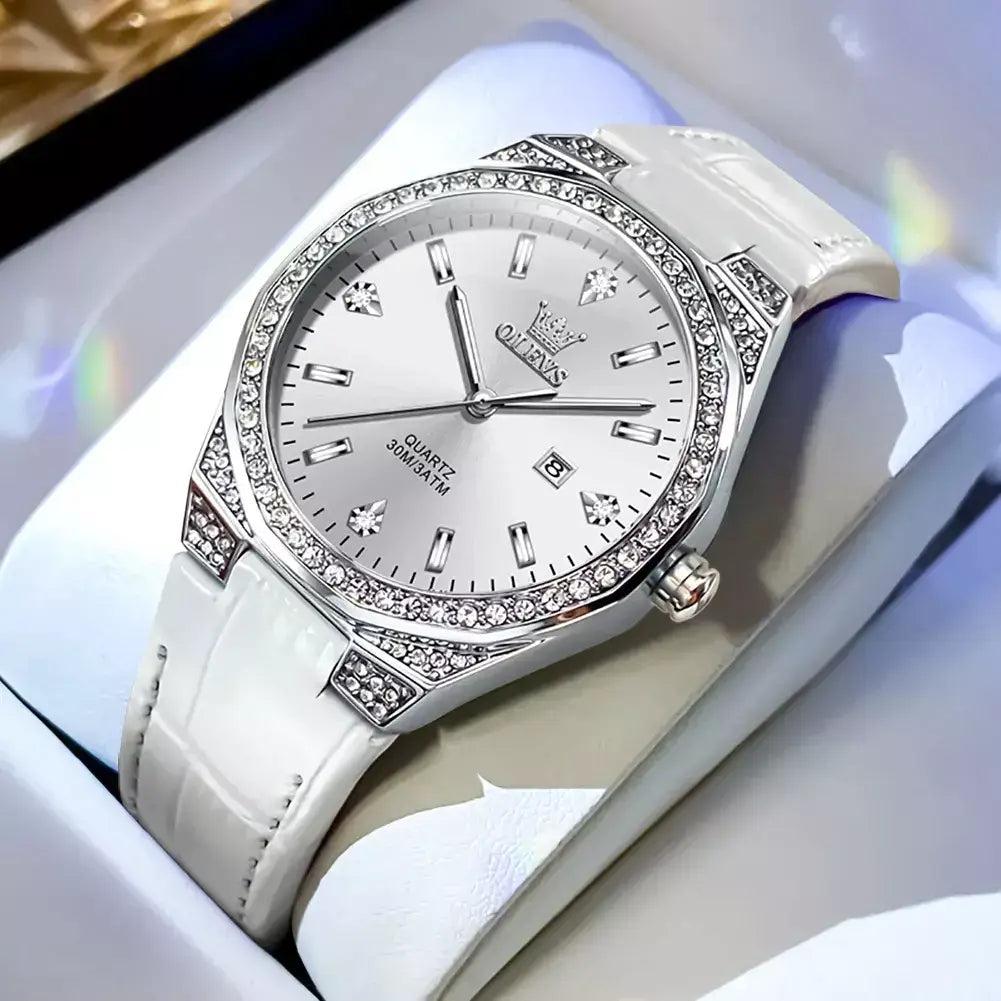 Damenuhr, Quarzuhr Damen, Elegante Damenuhr, Luxus Damenuhr, Wasserdichte Damenuhr, Lederarmband Damenuhr, Damenarmbanduhr, Geschenk für Frau, Geschenk für Freundin, Zeitlose Damenuhr, Modische Damenuhr, Hochwertige Damenuhr, Amélisse Damenuhr.