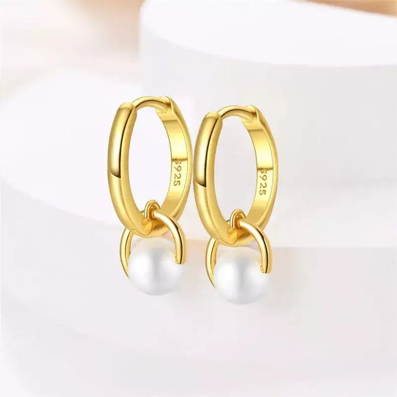 sterling silver hoop earrings, pearl hoop earrings, silver pearl earrings, geometric hoop earrings, gold and pearl earrings, sterling silver earrings for women, sterling silver pearl hoop earrings, pearl hoop earrings for women, hypoallergenic silver earrings, luxury pearl earrings, geometric pearl earrings