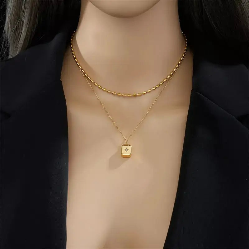 women's gold necklace, stainless steel necklace, pendant necklace for women, trendy women's jewellery, durable necklace, water-resistant necklace, elegant gold necklace, daily wear necklace, fashion necklace for women, gift for her