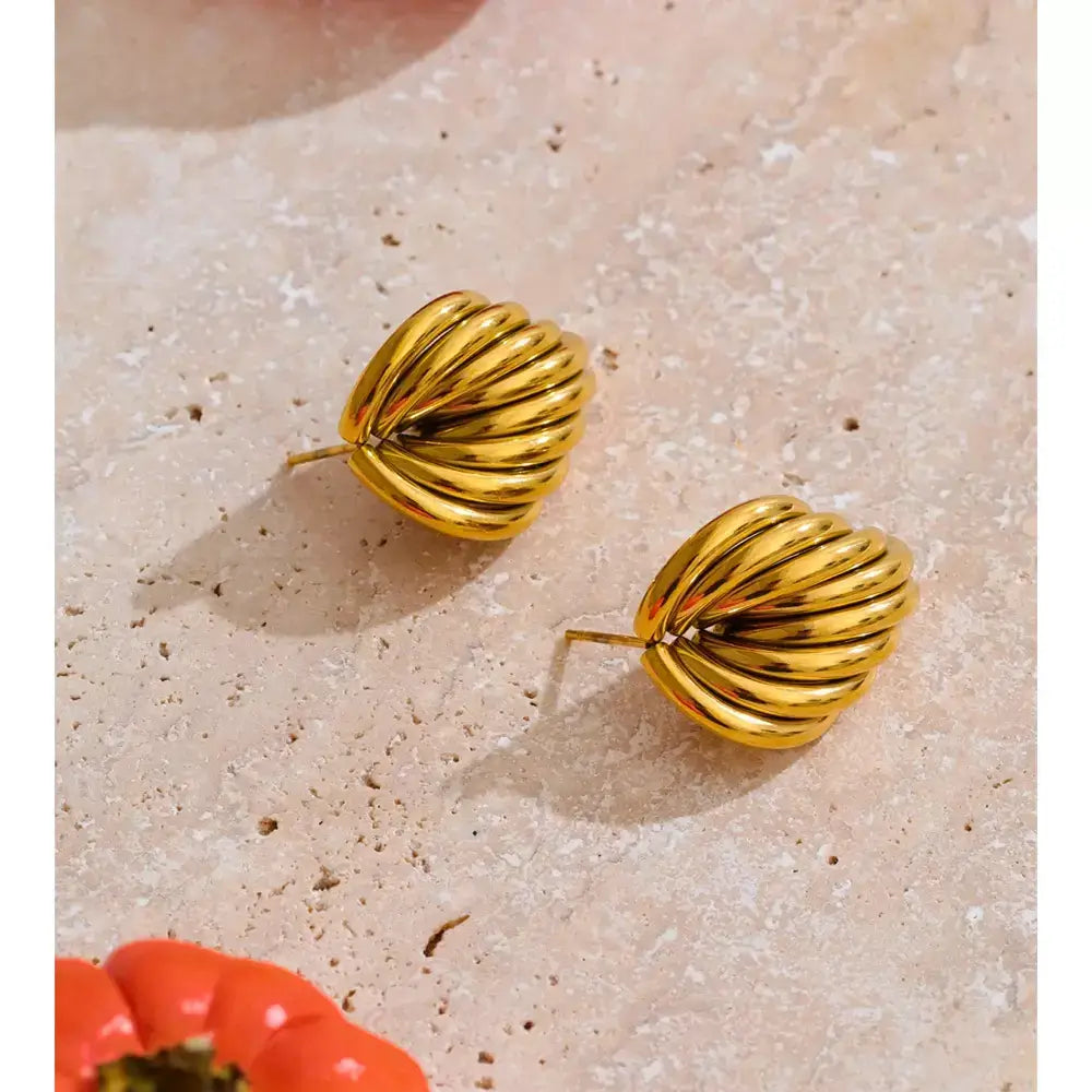 geometric gold stud earrings, 18k gold stud earrings, waterproof gold earrings, stainless steel gold earrings, minimalist gold stud earrings, modern geometric earrings, hypoallergenic gold earrings, everyday gold stud earrings, lightweight gold earrings for women, luxury minimalist earrings, fashion geometric earrings, gold stud earrings gift for her