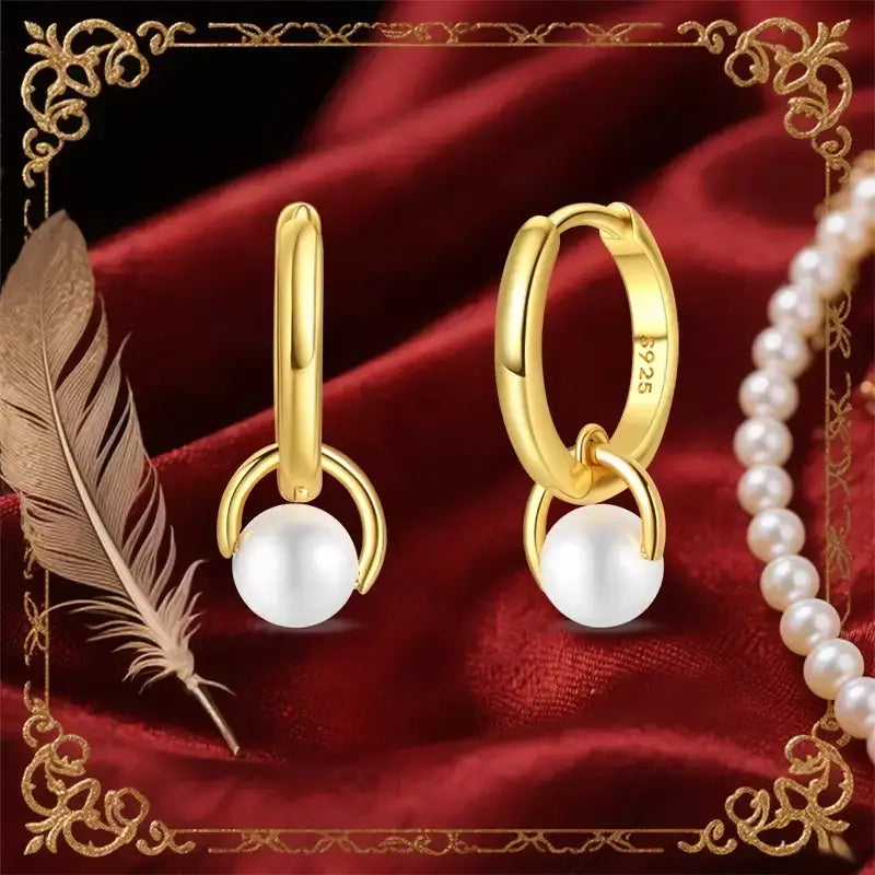sterling silver hoop earrings, pearl hoop earrings, silver pearl earrings, geometric hoop earrings, gold and pearl earrings, sterling silver earrings for women, sterling silver pearl hoop earrings, pearl hoop earrings for women, hypoallergenic silver earrings, luxury pearl earrings, geometric pearl earrings