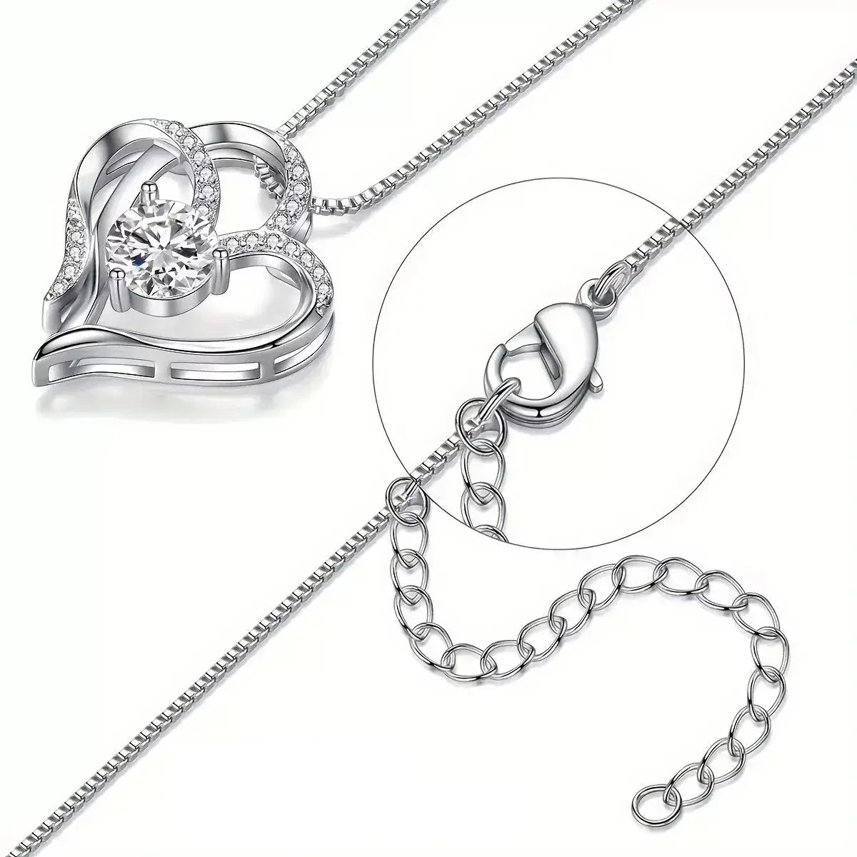 Magische Essenz der Liebe Halskette, elegante Damen-Halskette, Zirkonia-Halskette, romantische Geschenk-Halskette, Schmuck für die Freundin, bedeutungsvolles Geschenk für sie, verstellbare silberfarbene Halskette, eleganter Damenschmuck, Jubiläumsgeschenk für die Ehefrau, zarte feminine Halskette, Schmuck aus Kupfer & Zirkonia, romantisches Geburtstagsgeschenk für sie, zeitlose Liebes-Halskette