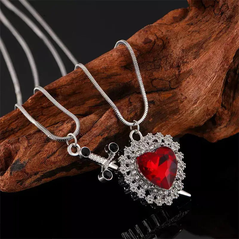 Heart & Sword Zircon Necklace Set - Buy 1, Get 2,
buy heart sword necklace, heart sword necklace UK online, romantic jewellery gift for girlfriend, unique valentine’s gift for her, affordable zircon necklace set, waterproof stainless steel heart necklace, heart sword zircon necklace set, heart and sword pendant meaning, zircon crystal heart necklace, unique couple necklace set, stainless steel romantic jewellery