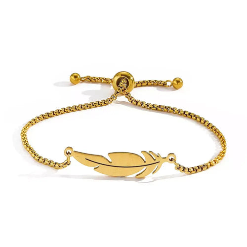 feather bracelete,

women’s bracelet,

stainless steel bracelete,

feather charm bracelete,

gold feather bracelet,

silver feather bracelete,

adjustable women’s bracelet,

minimalist bracelet for women