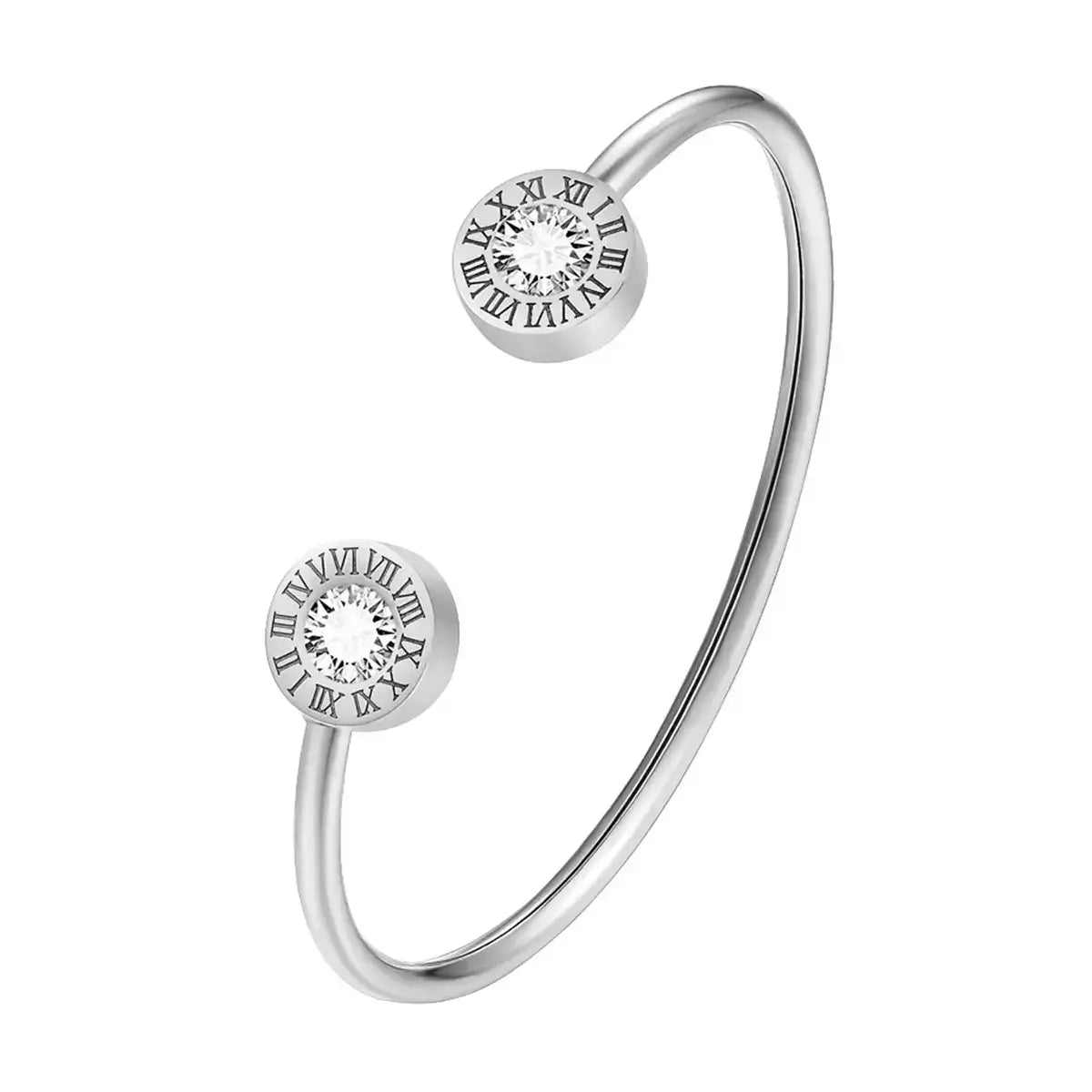 women's stainless steel bracelet, women's gold bracelet, elegant women's bangle, women's luxury bracelet, tarnish-resistant bracelet, roman numerals bracelet, women's bracelet set, women's gift bracelet, modern and sophisticated bracelet, everyday women's bracelet