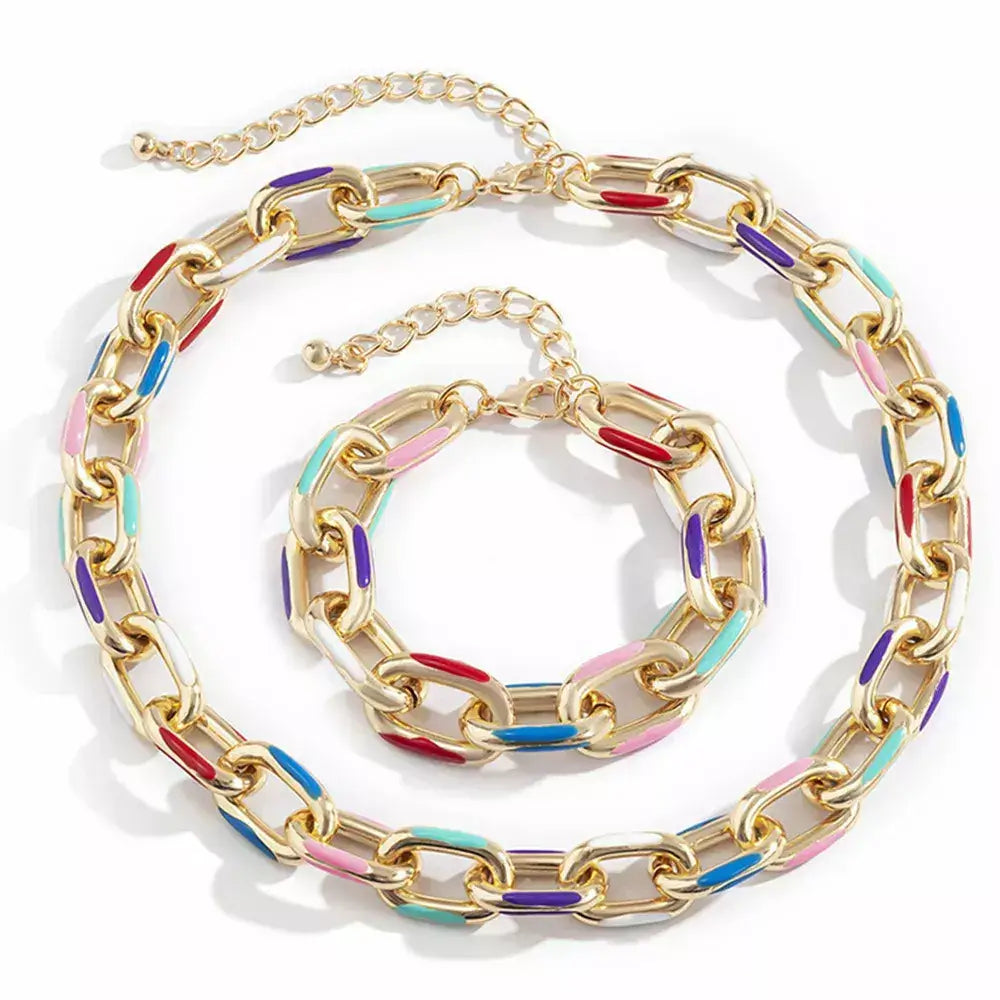 Luna Boho Set, boho jewellery set UK, necklace and bracelet set for women, bohemian choker necklace UK, fashion jewellery set women, trendy jewellery UK, colourful bracelet and necklace set, women’s boho accessories, boho chic jewellery UK, modern bohemian jewellery set