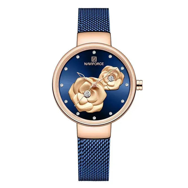 women’s luxury watch, elegant ladies watch, stainless steel women’s watch, floral design watch, stylish ladies wristwatch, women’s fashion watch UK, rose gold women’s watch, minimalist women’s watch, affordable luxury watch, ladies mesh strap watch, gift watch for women, chic women’s quartz watch
