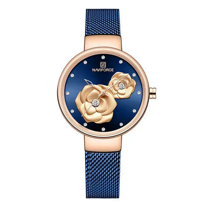 women’s luxury watch, elegant ladies watch, stainless steel women’s watch, floral design watch, stylish ladies wristwatch, women’s fashion watch UK, rose gold women’s watch, minimalist women’s watch, affordable luxury watch, ladies mesh strap watch, gift watch for women, chic women’s quartz watch