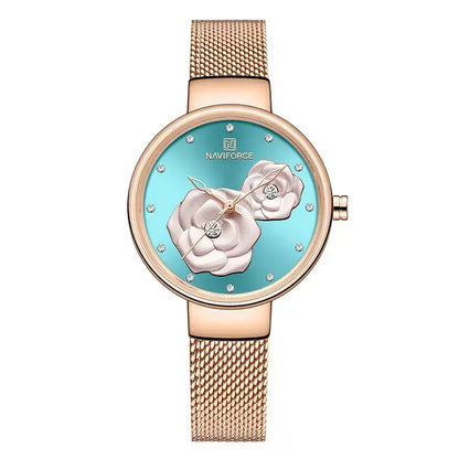 women’s luxury watch, elegant ladies watch, stainless steel women’s watch, floral design watch, stylish ladies wristwatch, women’s fashion watch UK, rose gold women’s watch, minimalist women’s watch, affordable luxury watch, ladies mesh strap watch, gift watch for women, chic women’s quartz watch