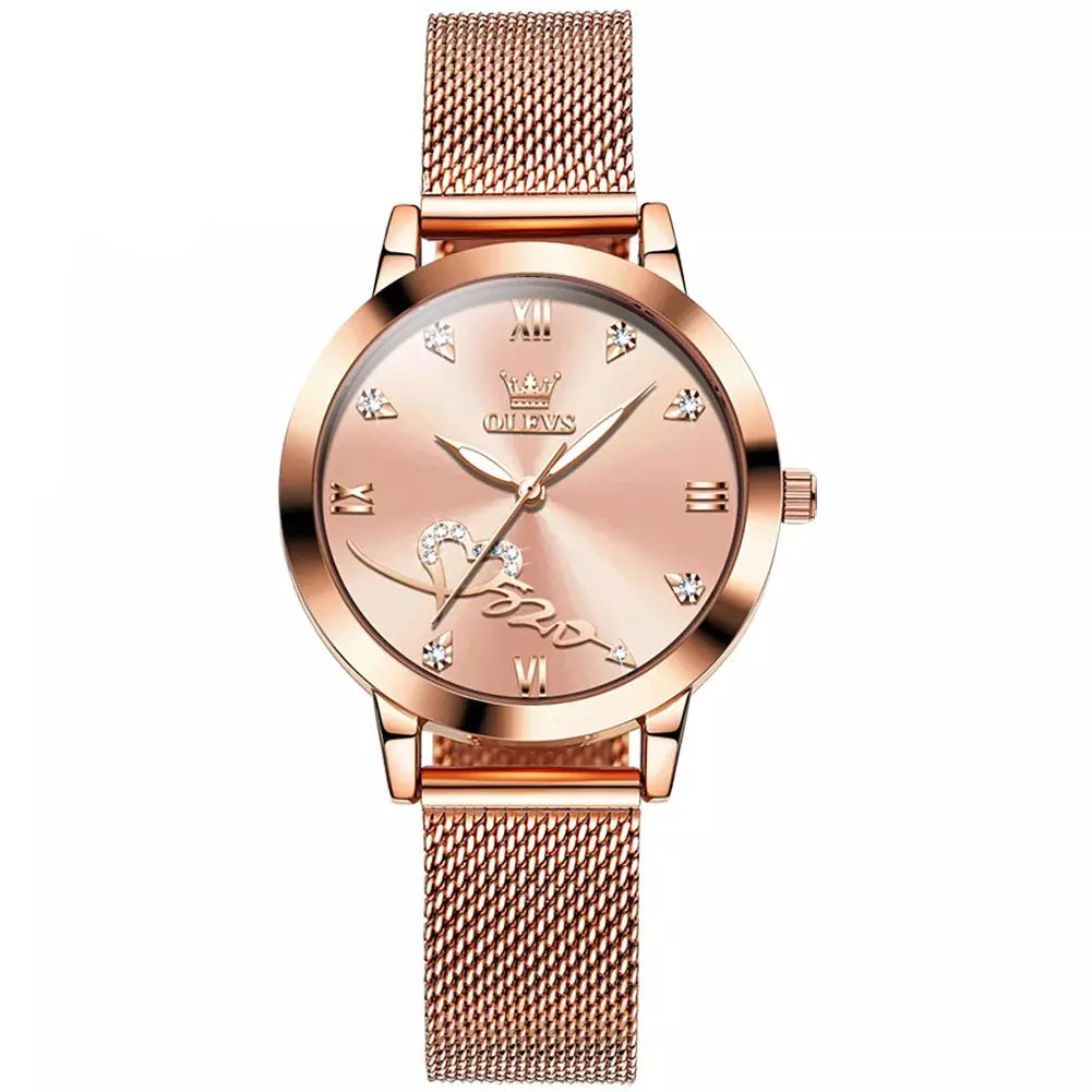 Luvion Women’s Watch, rose gold women’s watch, elegant ladies watch, waterproof quartz watch, luxury women’s wristwatch, stainless steel mesh watch, luminous ladies watch, fashion rose gold watch, gift watch for her, classy women’s watch, stylish wristwatch for women, premium ladies timepiece, minimalist women’s watch, modern rose gold watch, women’s quartz wristwatch, elegant gift for girlfriend