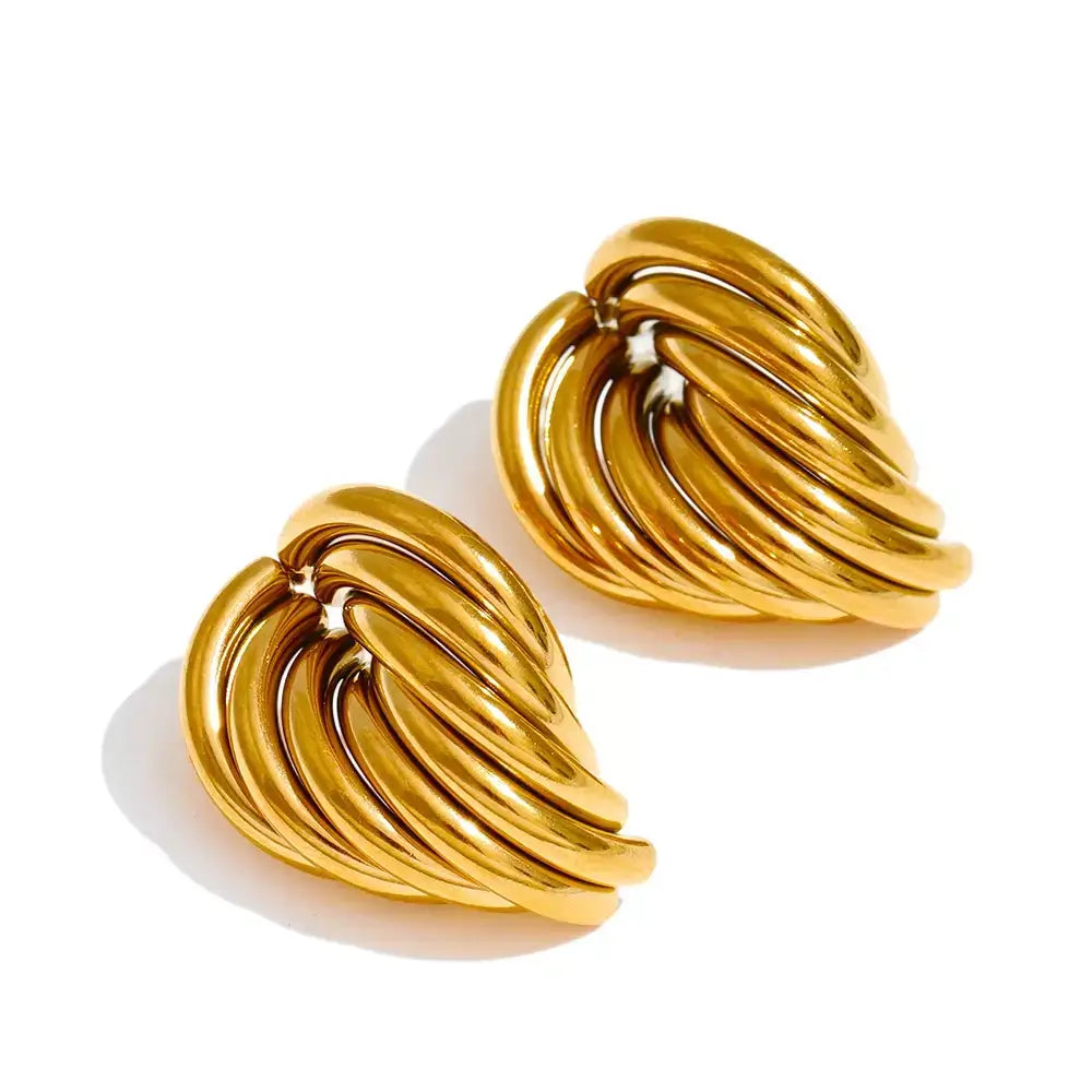 geometric gold stud earrings, 18k gold stud earrings, waterproof gold earrings, stainless steel gold earrings, minimalist gold stud earrings, modern geometric earrings, hypoallergenic gold earrings, everyday gold stud earrings, lightweight gold earrings for women, luxury minimalist earrings, fashion geometric earrings, gold stud earrings gift for her