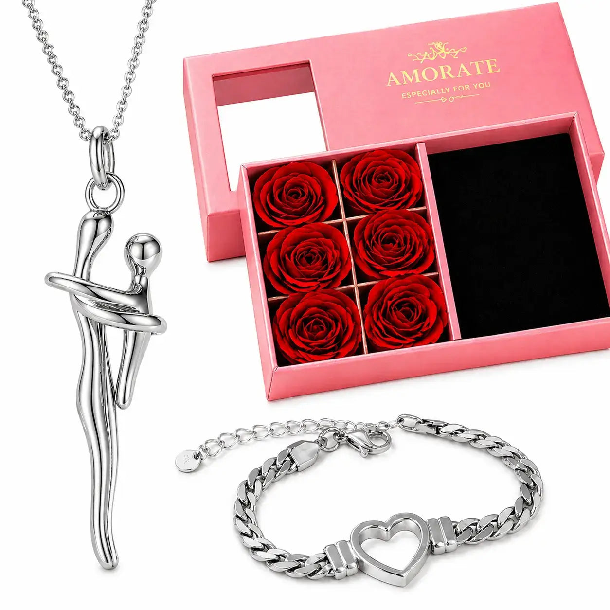 mutter kind halskette, muttertagsgeschenk, halskette mit bedeutung, geschenk für mama, schmuck muttertag, halskette liebe symbol, rosenbox geschenk, armband gratis, geschenkset für frauen, emotionales geschenk
