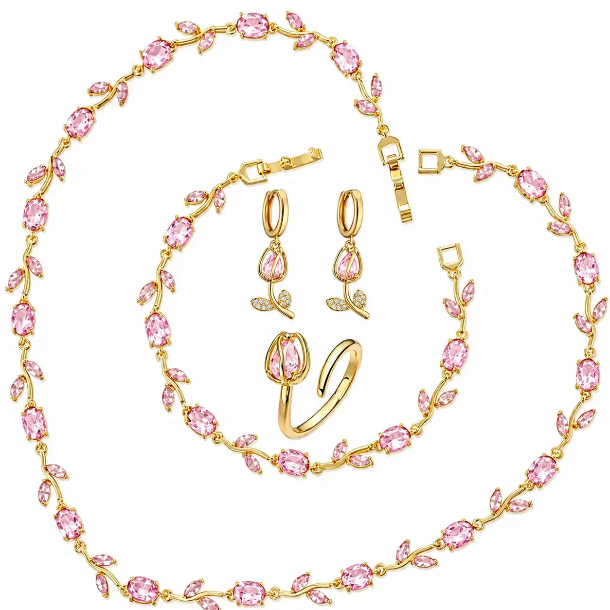 Tulpen Schmuckset, Schmuckset Damen, Luxus Schmuckset, Geschenk für Frau, Schmuck Geschenk für Frauen, Eleganter Damenschmuck, Vergoldetes Schmuckset, Zirkonia Schmuckset, Geschenk für Ehefrau, Geschenk für Freundin, Geburtstagsgeschenk Frau, Muttertagsgeschenk, Exklusives Schmuckset Damen, Schmuckset Damen kaufen, Tulpen Schmuckset kaufen