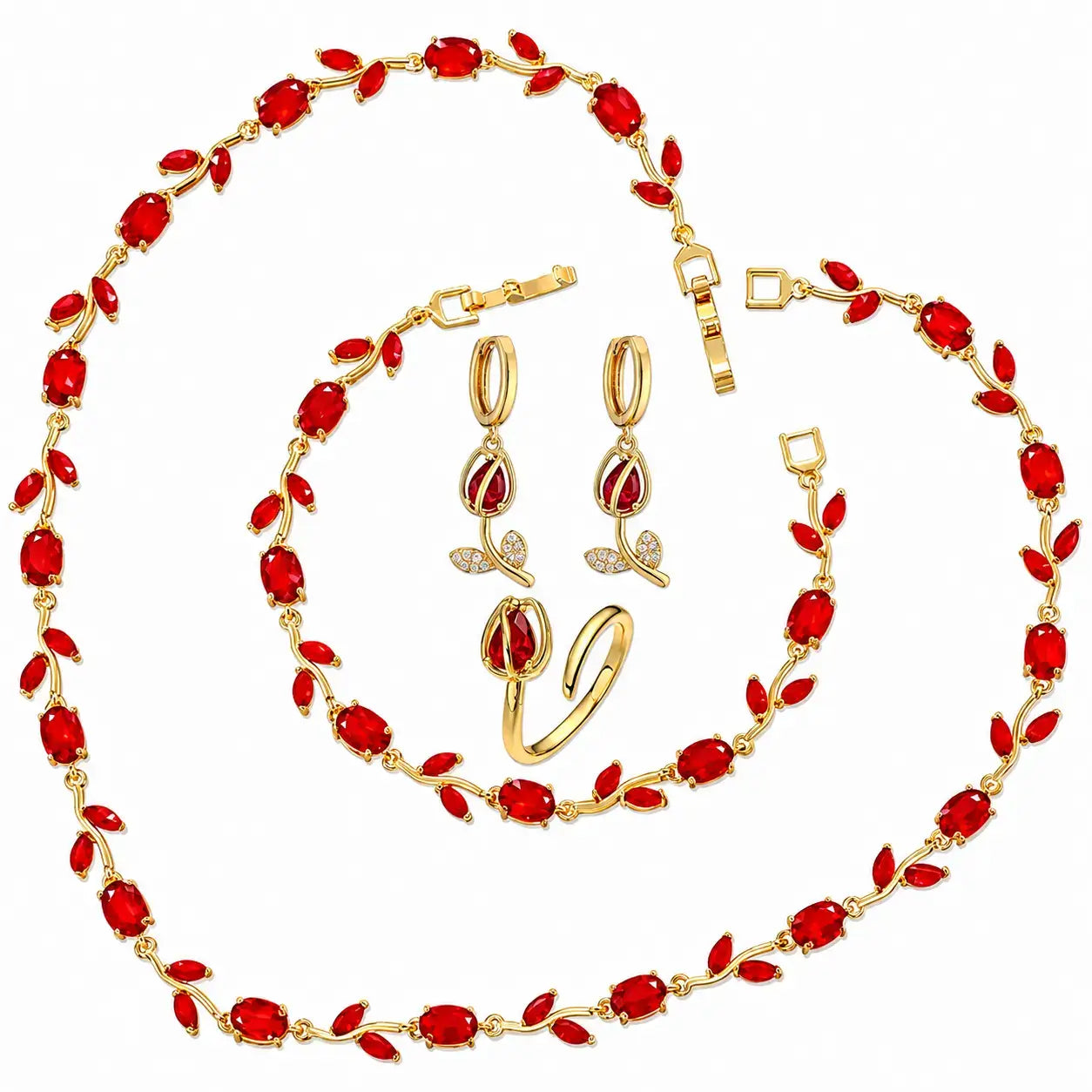 Tulpen Schmuckset, Schmuckset Damen, Luxus Schmuckset, Geschenk für Frau, Schmuck Geschenk für Frauen, Eleganter Damenschmuck, Vergoldetes Schmuckset, Zirkonia Schmuckset, Geschenk für Ehefrau, Geschenk für Freundin, Geburtstagsgeschenk Frau, Muttertagsgeschenk, Exklusives Schmuckset Damen, Schmuckset Damen kaufen, Tulpen Schmuckset kaufen
