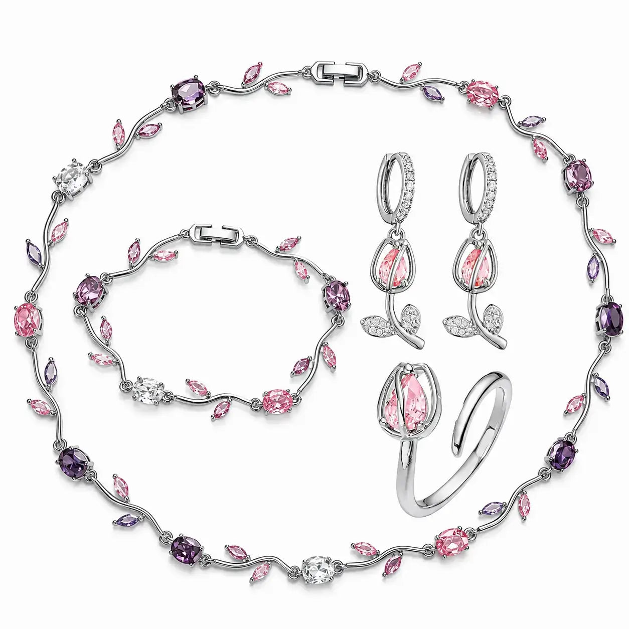 Tulpen Schmuckset, Schmuckset Damen, Luxus Schmuckset, Geschenk für Frau, Schmuck Geschenk für Frauen, Eleganter Damenschmuck, Vergoldetes Schmuckset, Zirkonia Schmuckset, Geschenk für Ehefrau, Geschenk für Freundin, Geburtstagsgeschenk Frau, Muttertagsgeschenk, Exklusives Schmuckset Damen, Schmuckset Damen kaufen, Tulpen Schmuckset kaufen
