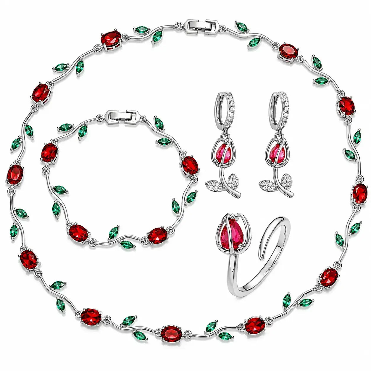 Tulpen Schmuckset, Schmuckset Damen, Luxus Schmuckset, Geschenk für Frau, Schmuck Geschenk für Frauen, Eleganter Damenschmuck, Vergoldetes Schmuckset, Zirkonia Schmuckset, Geschenk für Ehefrau, Geschenk für Freundin, Geburtstagsgeschenk Frau, Muttertagsgeschenk, Exklusives Schmuckset Damen, Schmuckset Damen kaufen, Tulpen Schmuckset kaufen