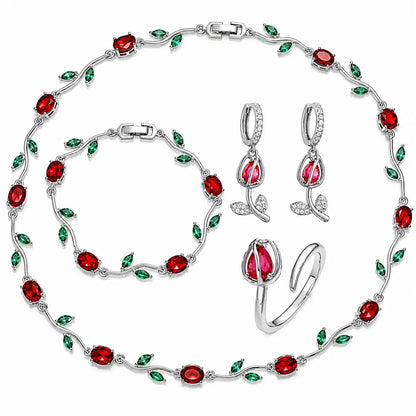 Tulpen Schmuckset, Schmuckset Damen, Luxus Schmuckset, Geschenk für Frau, Schmuck Geschenk für Frauen, Eleganter Damenschmuck, Vergoldetes Schmuckset, Zirkonia Schmuckset, Geschenk für Ehefrau, Geschenk für Freundin, Geburtstagsgeschenk Frau, Muttertagsgeschenk, Exklusives Schmuckset Damen, Schmuckset Damen kaufen, Tulpen Schmuckset kaufen