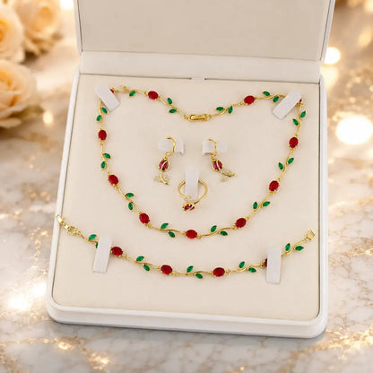 Tulpen Schmuckset, Schmuckset Damen, Luxus Schmuckset, Geschenk für Frau, Schmuck Geschenk für Frauen, Eleganter Damenschmuck, Vergoldetes Schmuckset, Zirkonia Schmuckset, Geschenk für Ehefrau, Geschenk für Freundin, Geburtstagsgeschenk Frau, Muttertagsgeschenk, Exklusives Schmuckset Damen, Schmuckset Damen kaufen, Tulpen Schmuckset kaufen
