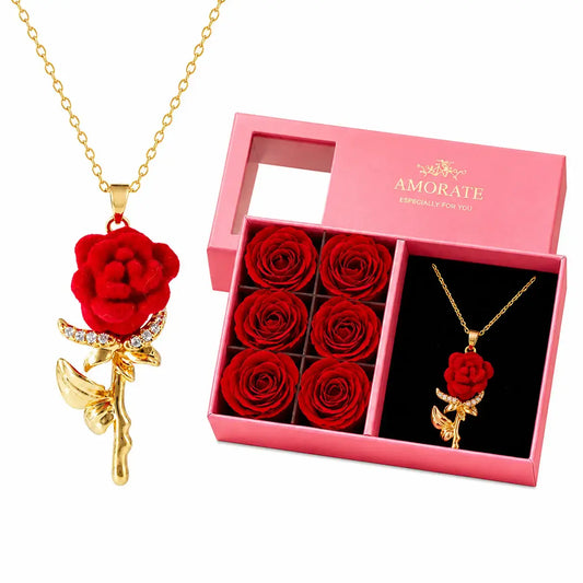 Rosen-Halskette mit funkelnden Zirkonia – inkl. luxuriöser Rosen-Geschenkbox