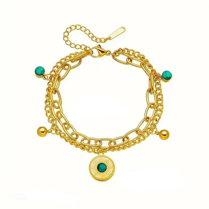 gold stainless steel bracelet,
women’s gold bracelet,
turquoise bead bracelet,
sunburst charm bracelet,
double layer bracelet,
316L stainless steel jewellery,
women’s layered bracelet,
boho chic bracelet,
turquoise jewellery for women,
gold bracelet gift for her,
elegant women’s bracelet,
everyday gold bracelet,
women’s beach jewelry,
minimalist gold bracelet,
durable stainless steel bracelet,
fashion bracelet for women,
turquoise charm bracelet,
gold layered chain bracelet,
sun charm bracelet