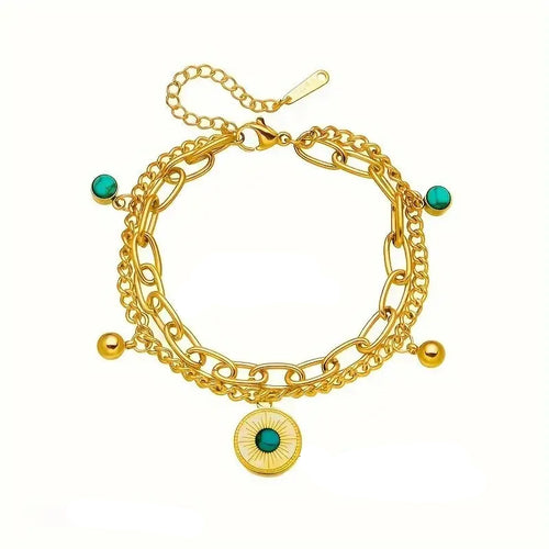 Damen Armband, Gold Armband Damen, Vergoldetes Armband Damen, Türkis Armband Damen, Luxus Armband Damen, Elegantes Damen Armband, Edelstahl Armband Damen, Wasserfestes Armband Damen, Hochwertiges Armband Damen, Damen Schmuck Gold, Armband mit Türkis, Geschenk für Frau, Premium Damen Schmuck