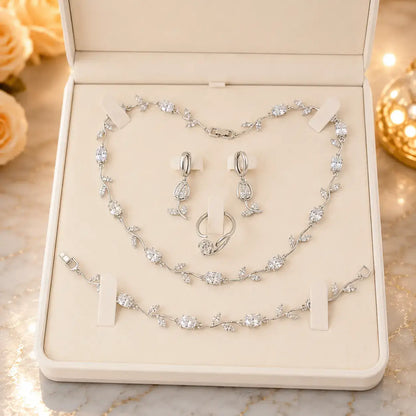 Tulpen Schmuckset in klassischem Silber